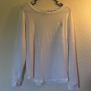 VS PINK white long sleeve sweater w/ gold letters